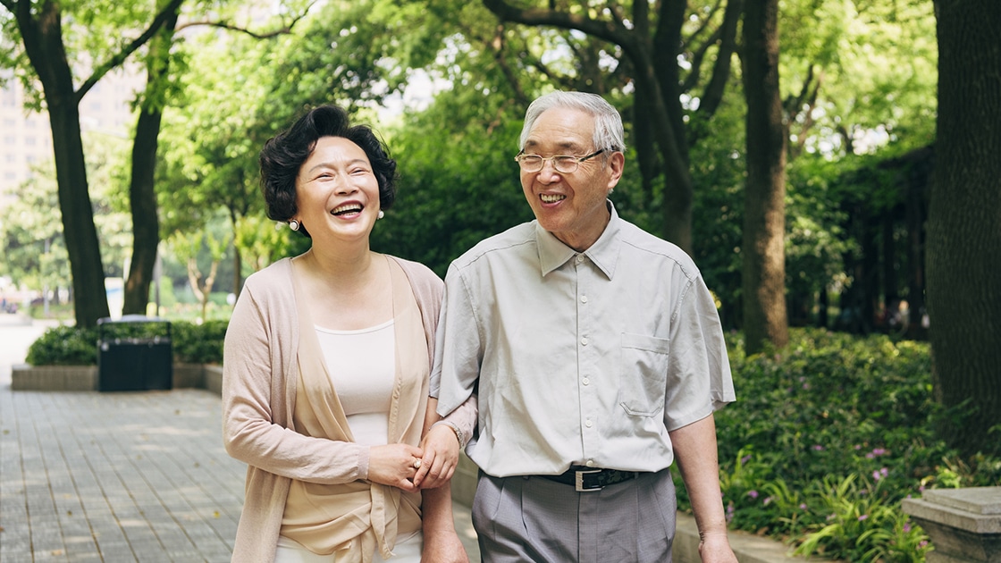 older couple walking